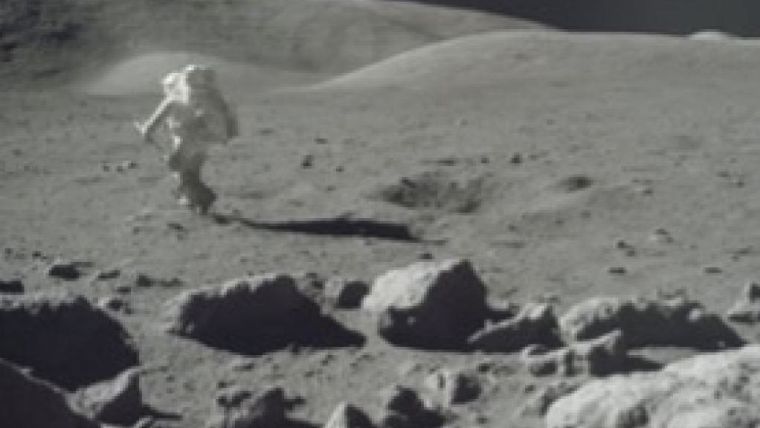 Geologist Jack Schmitt on the Moon during the Apollo 17 mission.