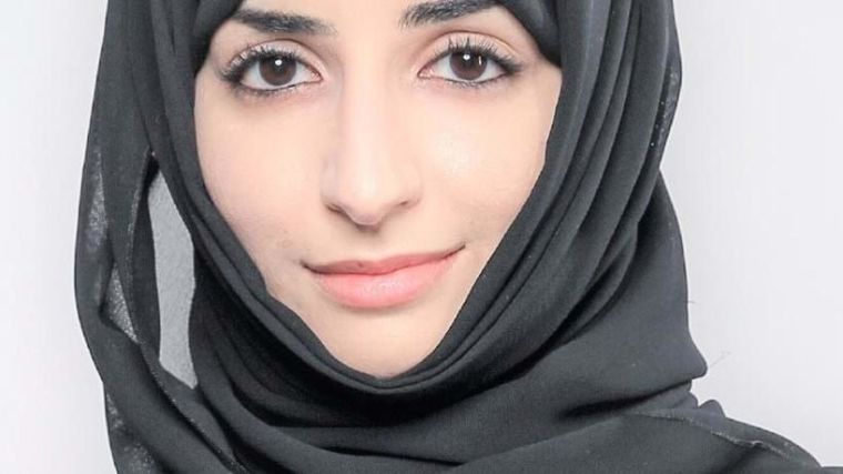Head and shoulders portrait photograph of Oxford DPhil student Maitha Al Shimmari, wearing black hijab
