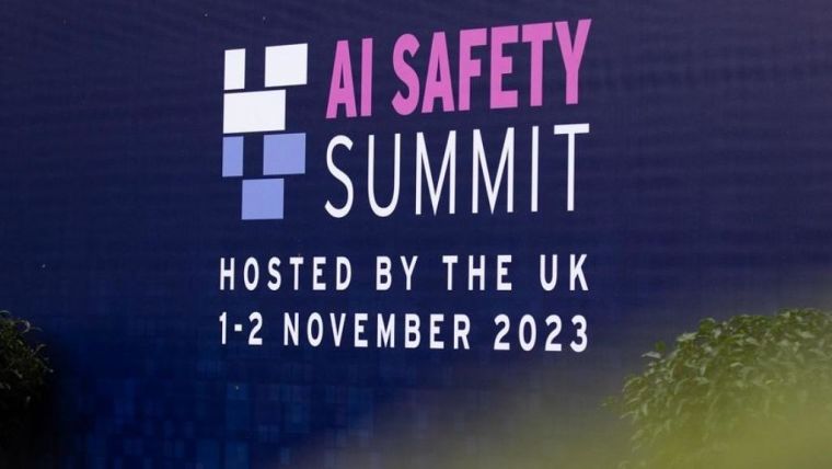 Logo of the AI Safety Summit at Bletchley Park on 01 and 02 November, 2023.