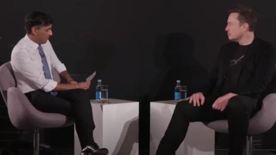 Prime Minister Rishi Sunak and Elon Musk at the AI Safety Summit