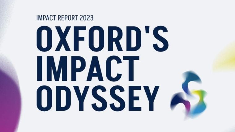 The cover of OUI's Impact report 2023, entitled 'Oxford's Impact Odyssey'