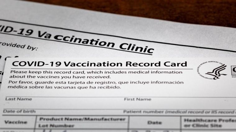 A vaccine record card from the USA