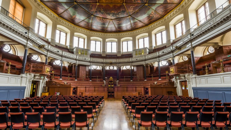 An interior view of the Sheldonian Theatre