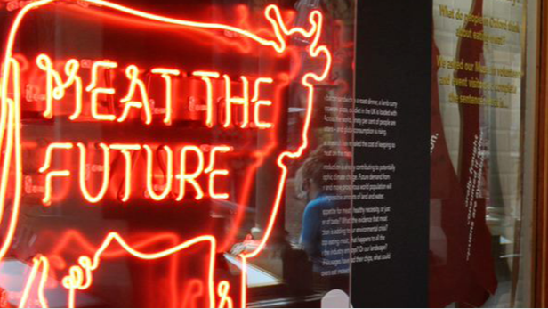 Part of the display at the 'Meat the Future' exhibition