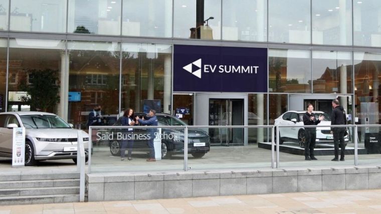 A previous EV Summit, with electric vehicles displayed outside the Said Business School