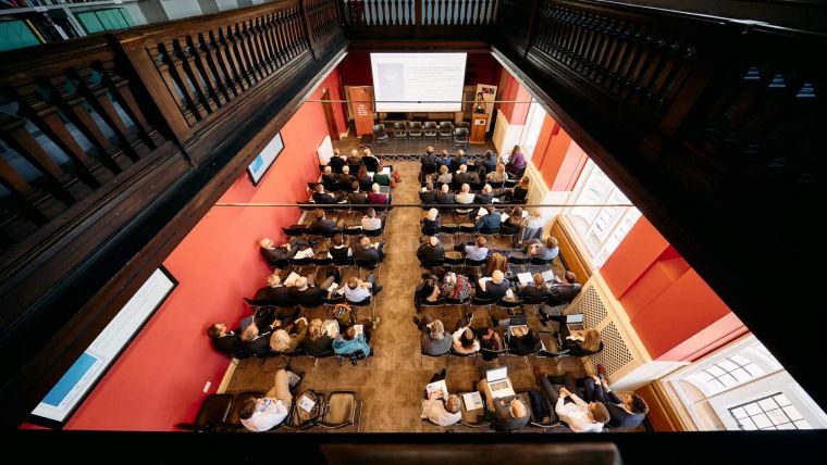 Aerial view of participants at the Ineos Oxford Institute symposium, 'The Rising Tide of Antimicrobial Resistance: A High Price to Pay', hosted by the Oxford Martin School