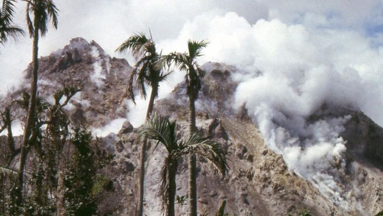 View of the active Montserrat lava dome, taken by Professor David Pyle during fieldwork in January 1998.