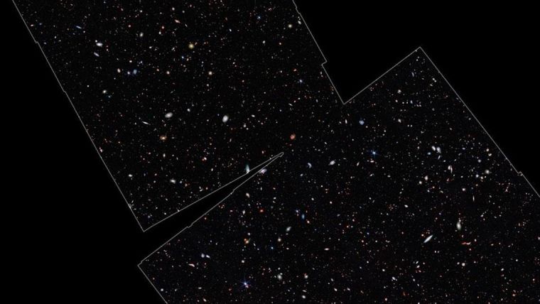 Image taken by the James Webb Space Telescope highlights the region of study by the JWST Advanced Deep Extragalactic Survey (JADES).