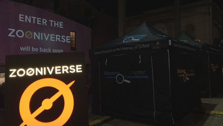 Zooniverse image projected onto a building