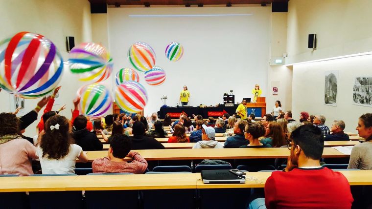 Audience activity with beach balls at 'Accelerate'