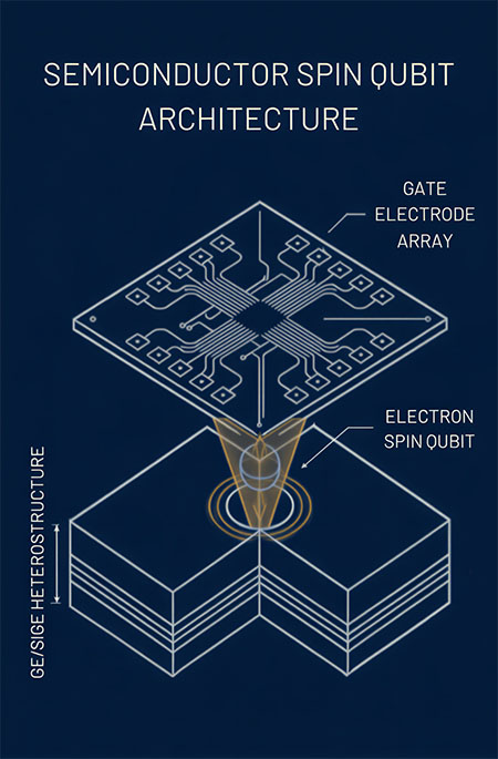 Schematic representation of a gate-defined spin qubit in a Ge/SiGe heterostructure